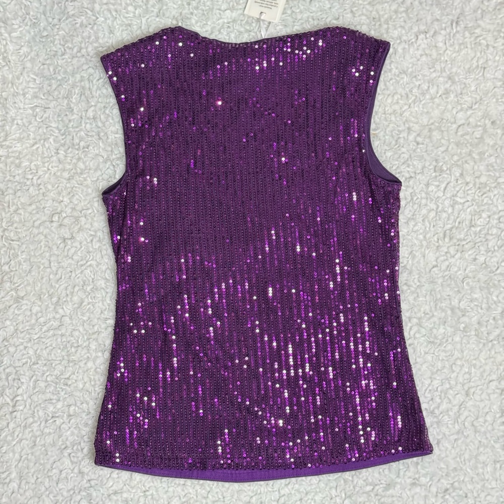 NWT Grace Karin Women’s Purple Sequin Tank Top Blouse (size S) Soft Inner Lining - Picture 7 of 8